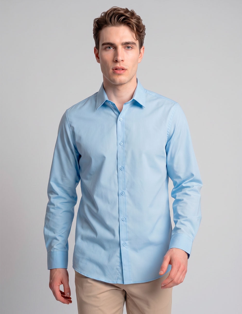 Camisa casual de algodón manga larga para hombre Camisa casual de algodón manga larga para hombre