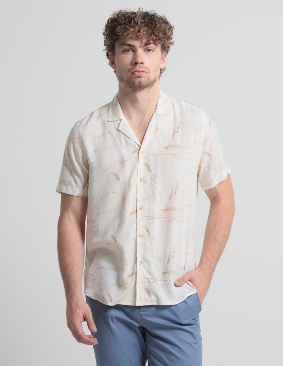 Camisa casual de algodón manga corta para hombre
