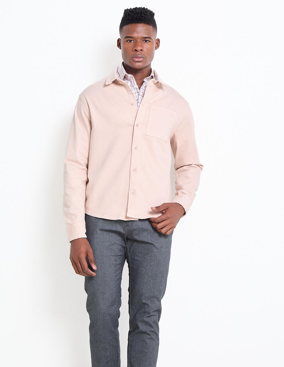 Camisa casual de algodón manga larga para hombre