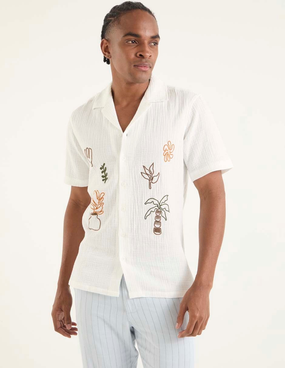 Camisa casual de algodón manga corta para hombre Camisa casual de algodón manga corta para hombre