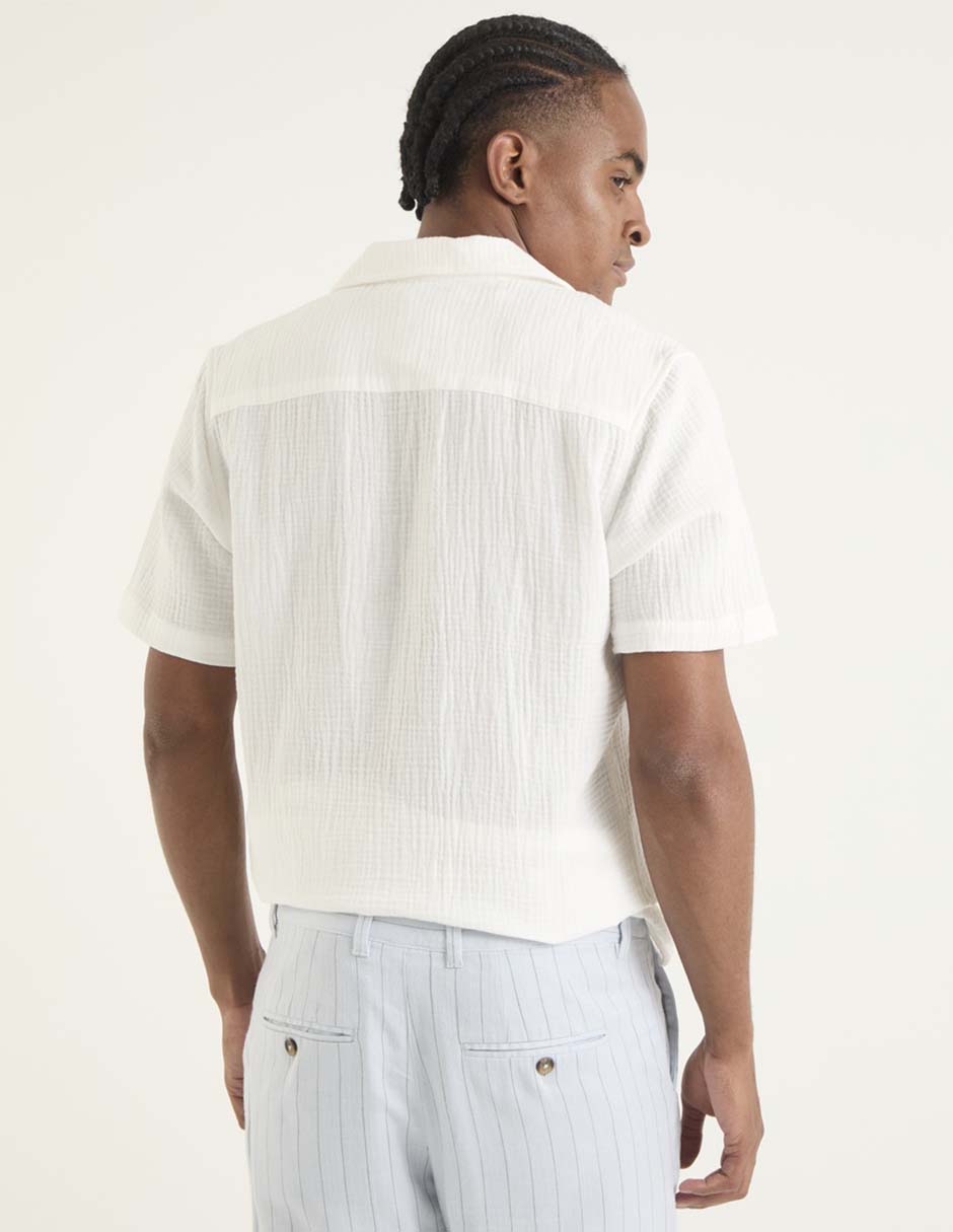 Camisa casual de algodón manga corta para hombre 4