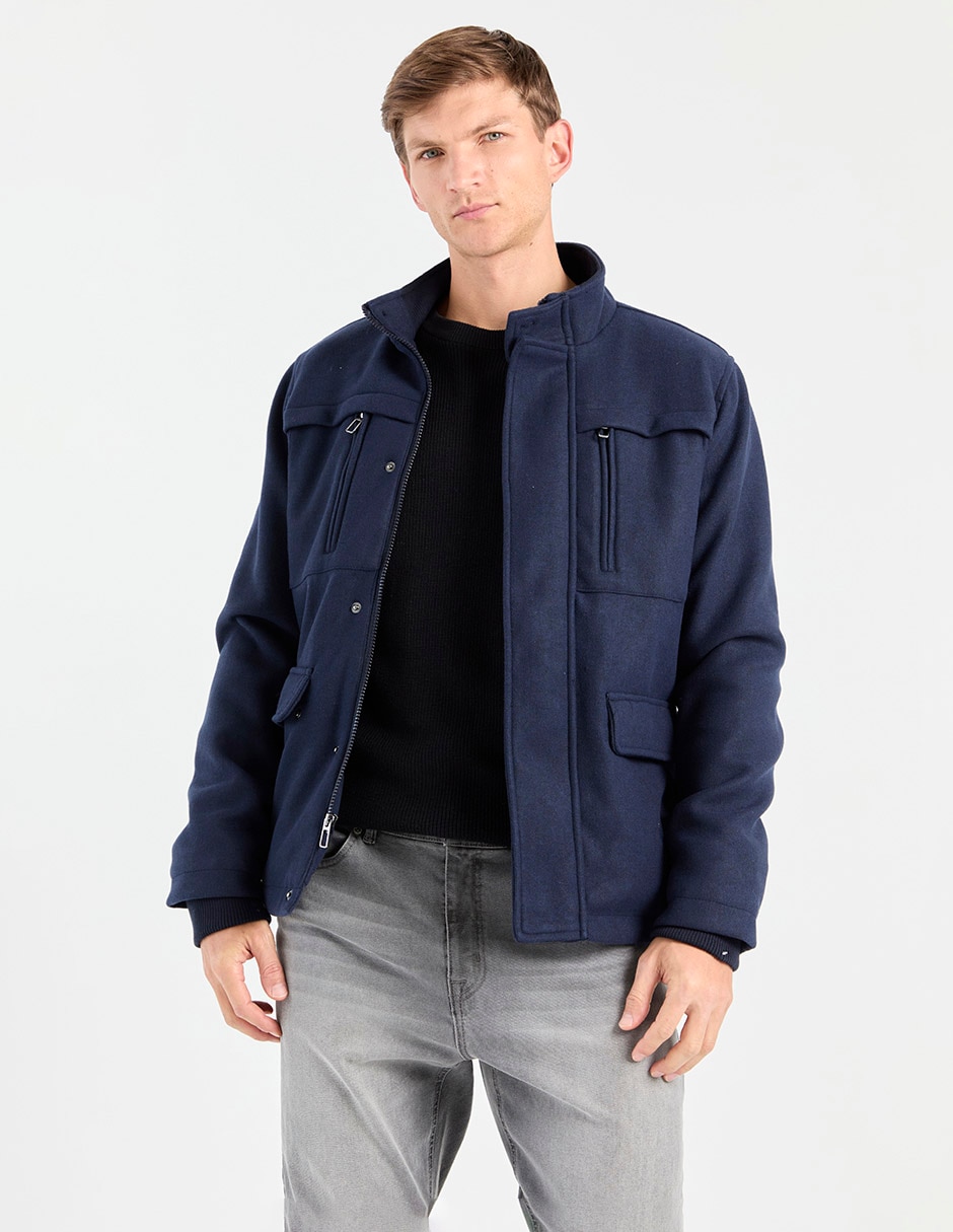 Abrigo impermeable con bolsillos para hombre