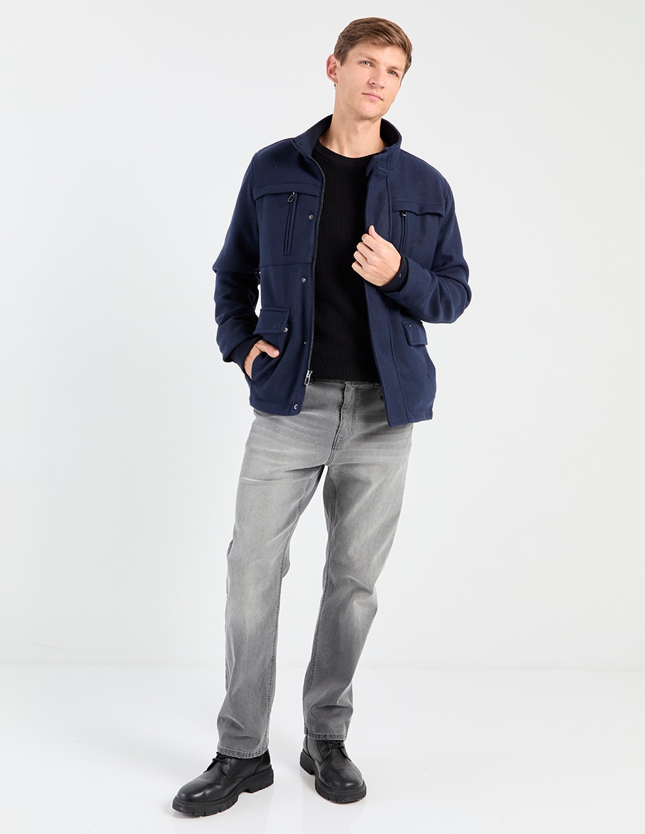 Abrigo impermeable con bolsillos para hombre
