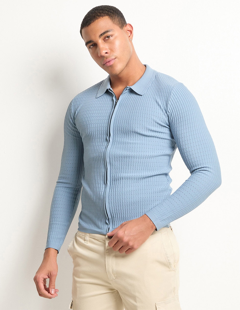 Suéter cuello camisero para hombre