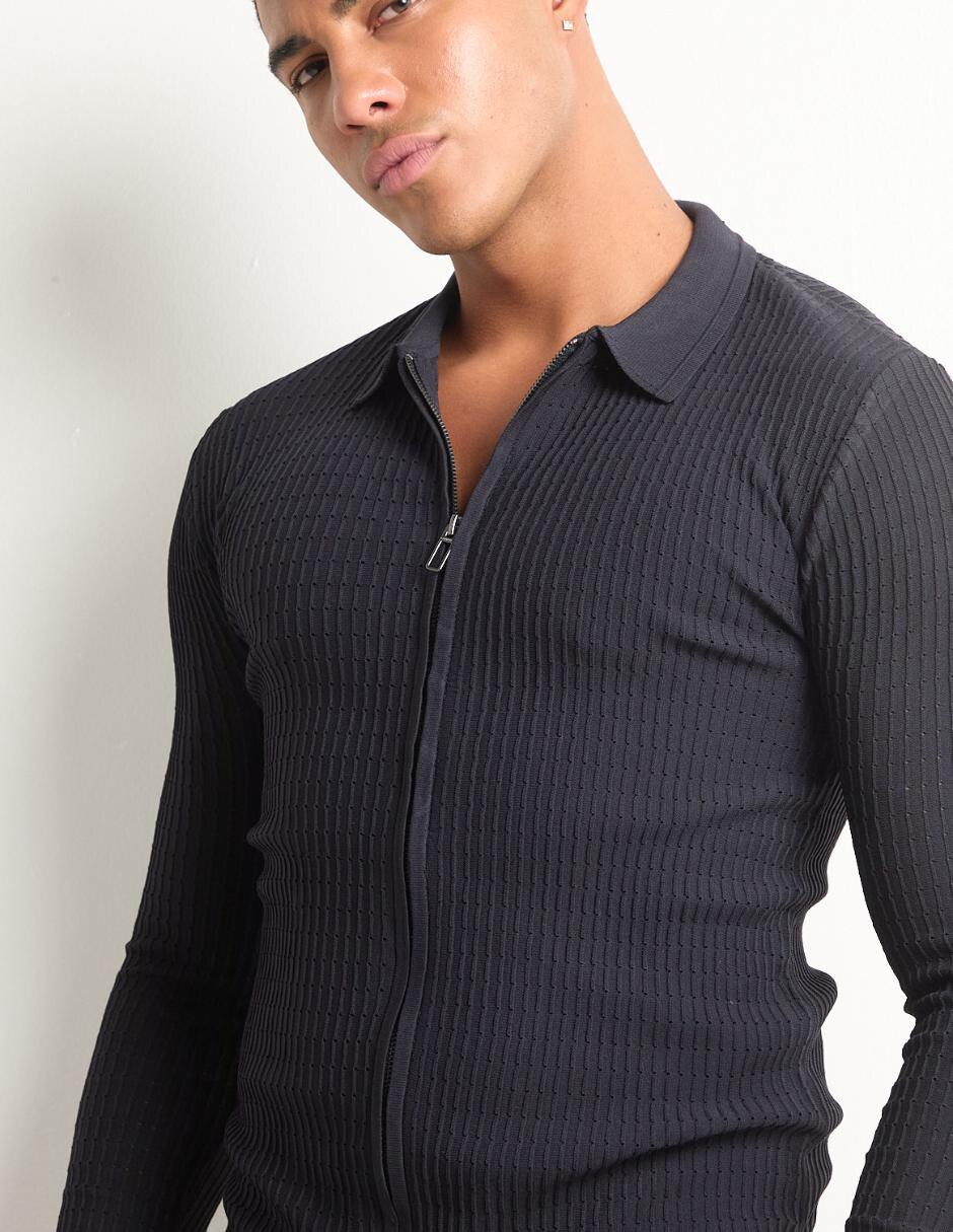 Suéter cuello camisero para hombre 4