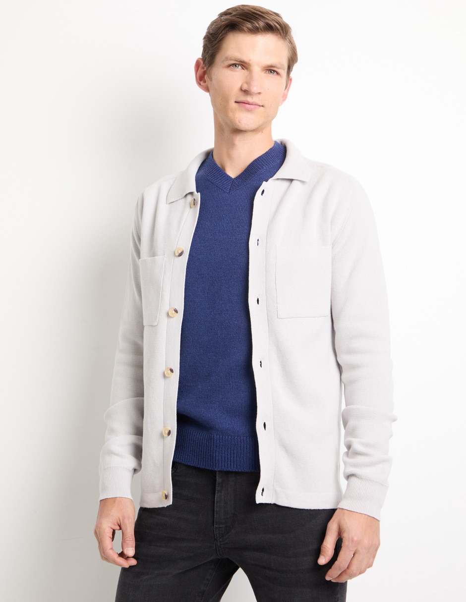 Suéter cuello con botón para hombre Suéter cuello con botón para hombre