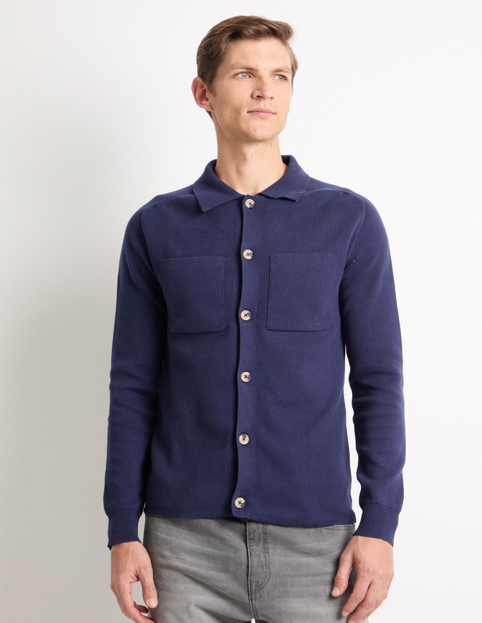 Suéter cuello con botón para hombre Suéter cuello con botón para hombre