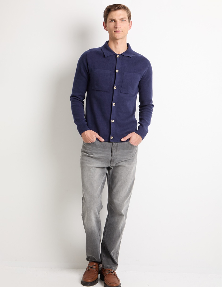 Suéter Contempo cuello con botón para hombre