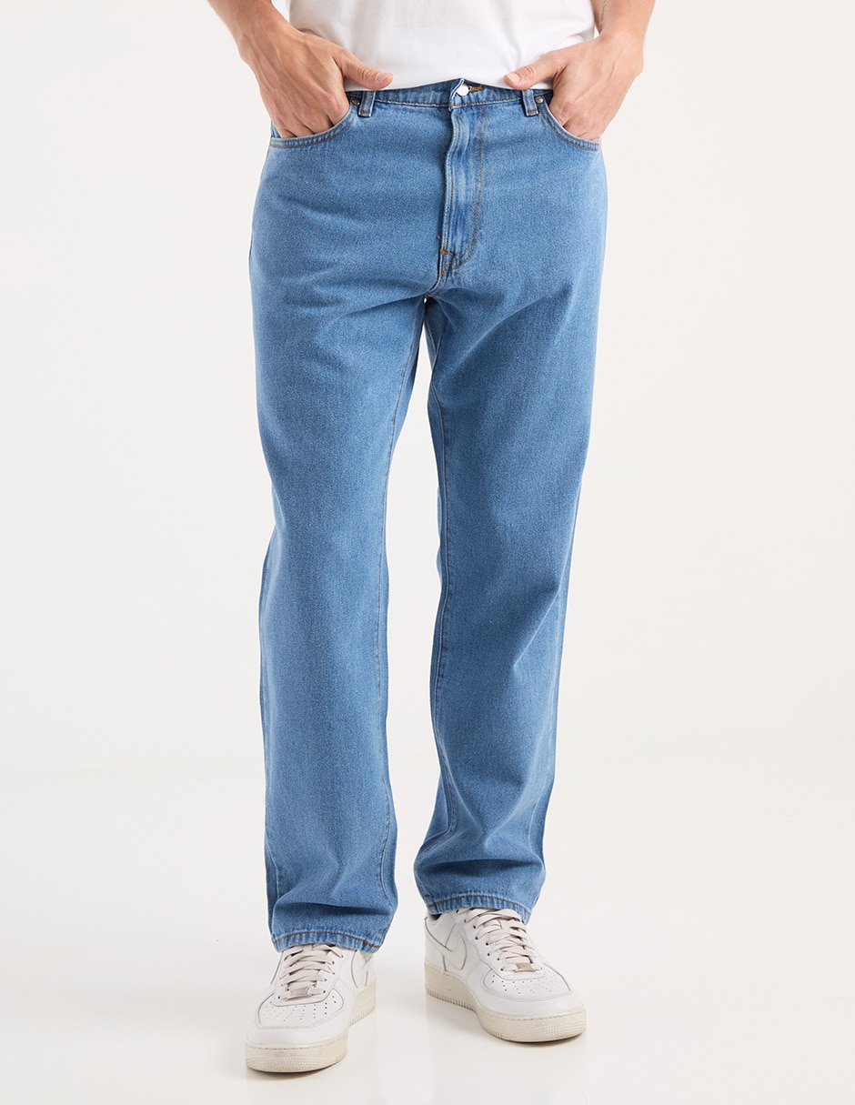Jeans straight lavado claro para hombre