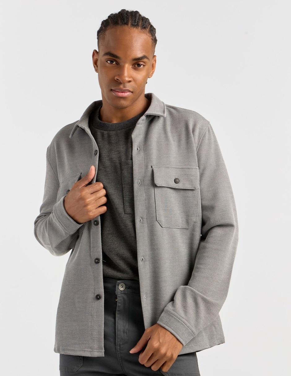 Sobrecamisa casual de algodón manga larga para hombre Sobrecamisa casual de algodón manga larga para hombre