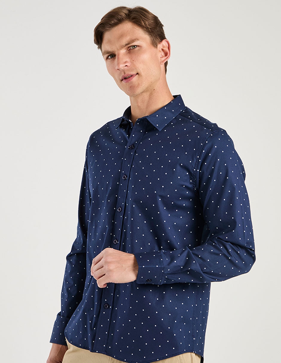 Camisa casual de algodón manga larga para hombre
