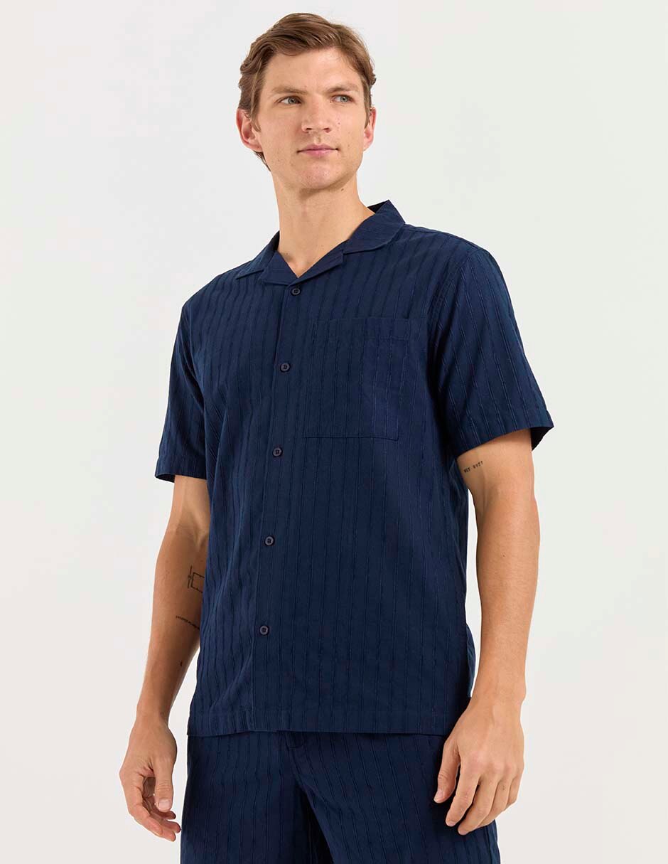 Camisa casual de algodón manga corta para hombre