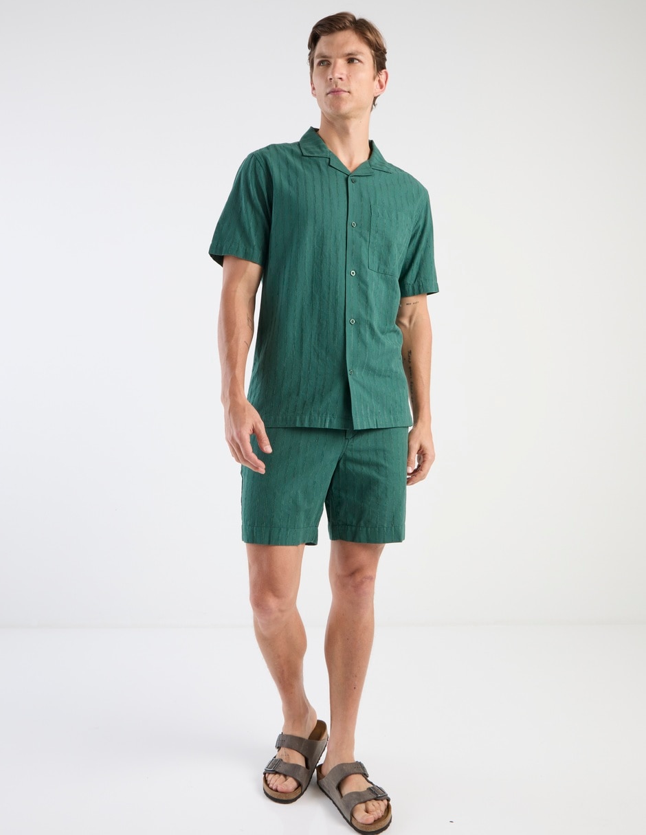 Camisa casual Contempo de algodón manga corta para hombre