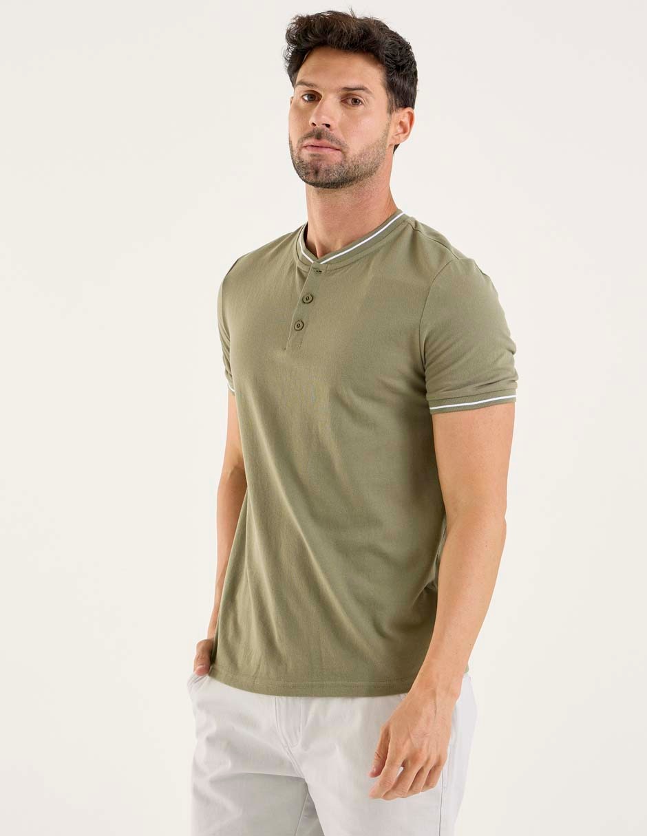 Playera Red Line cuello henley para hombre Playera Red Line cuello henley para hombre