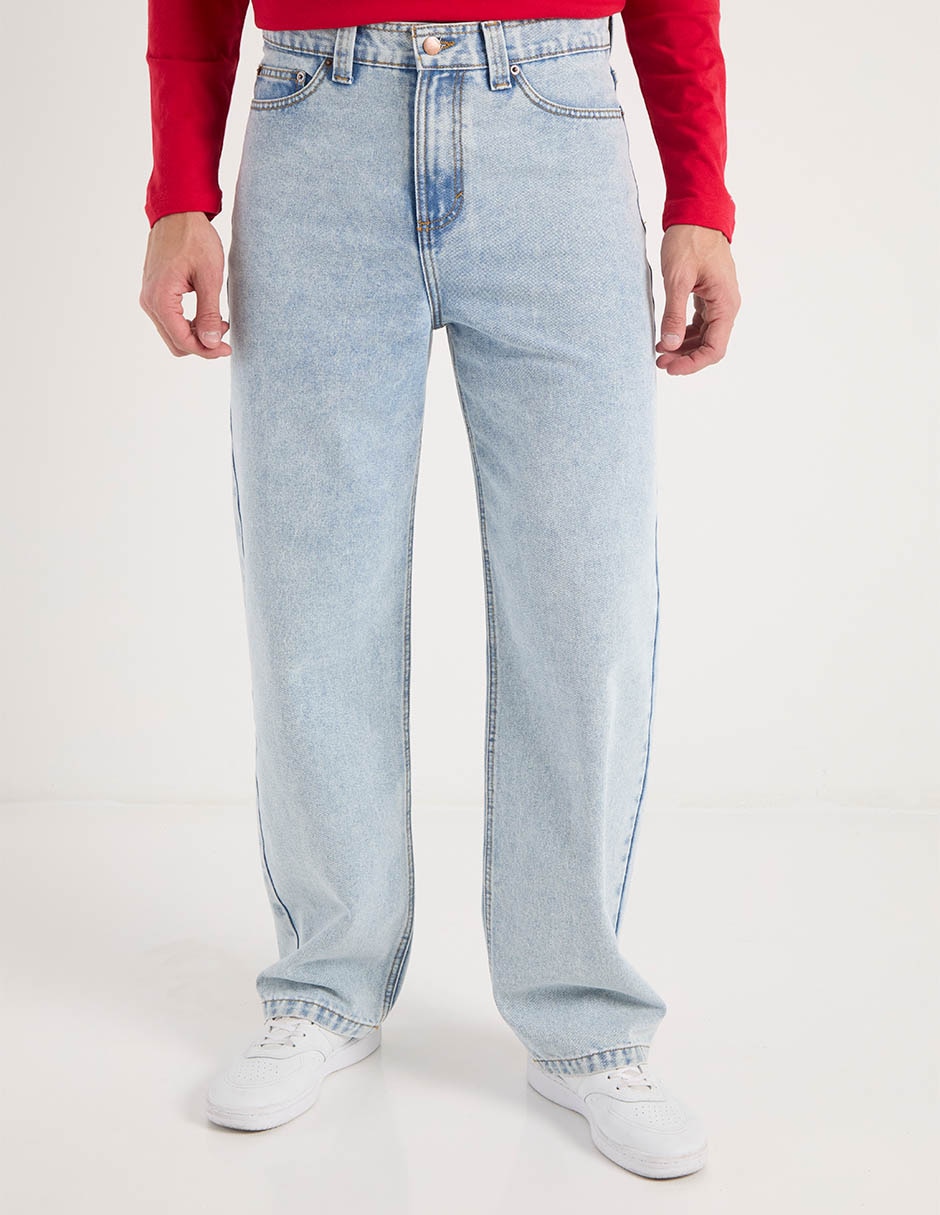 Jeans straight lavado claro para hombre 1
