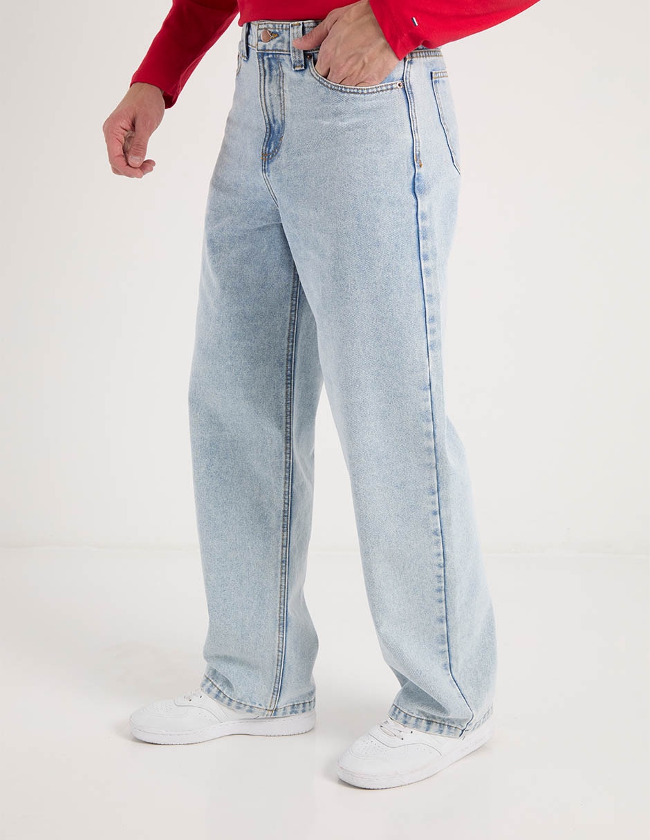 Jeans straight lavado claro para hombre 9