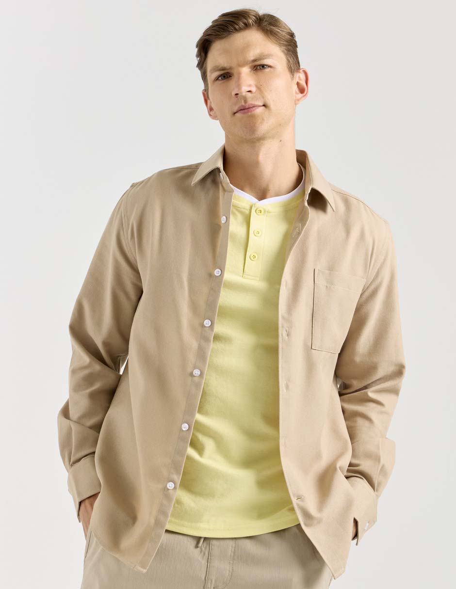 Camisa casual de algodón manga larga para hombre Camisa casual de algodón manga larga para hombre