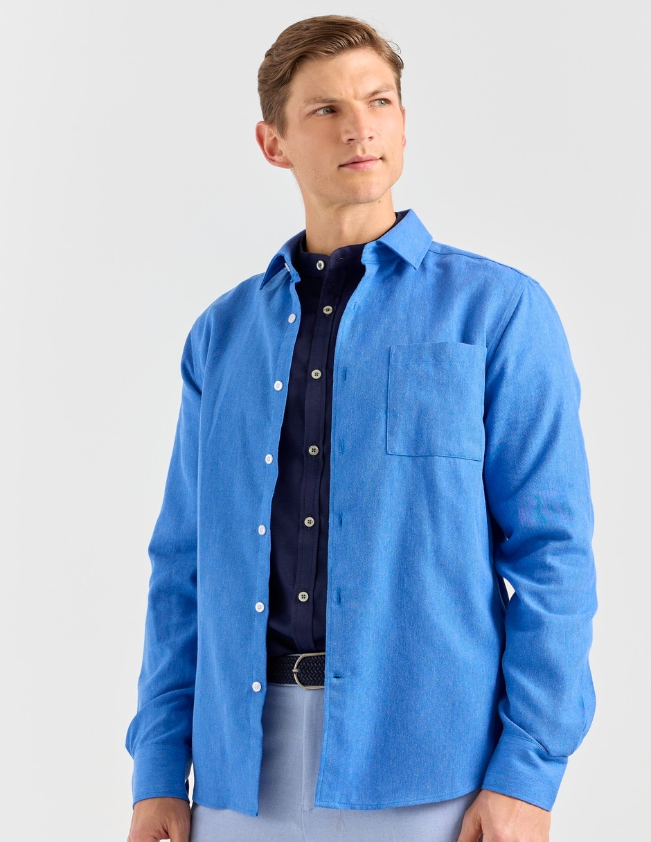 Camisa casual de algodón manga larga para hombre Camisa casual de algodón manga larga para hombre