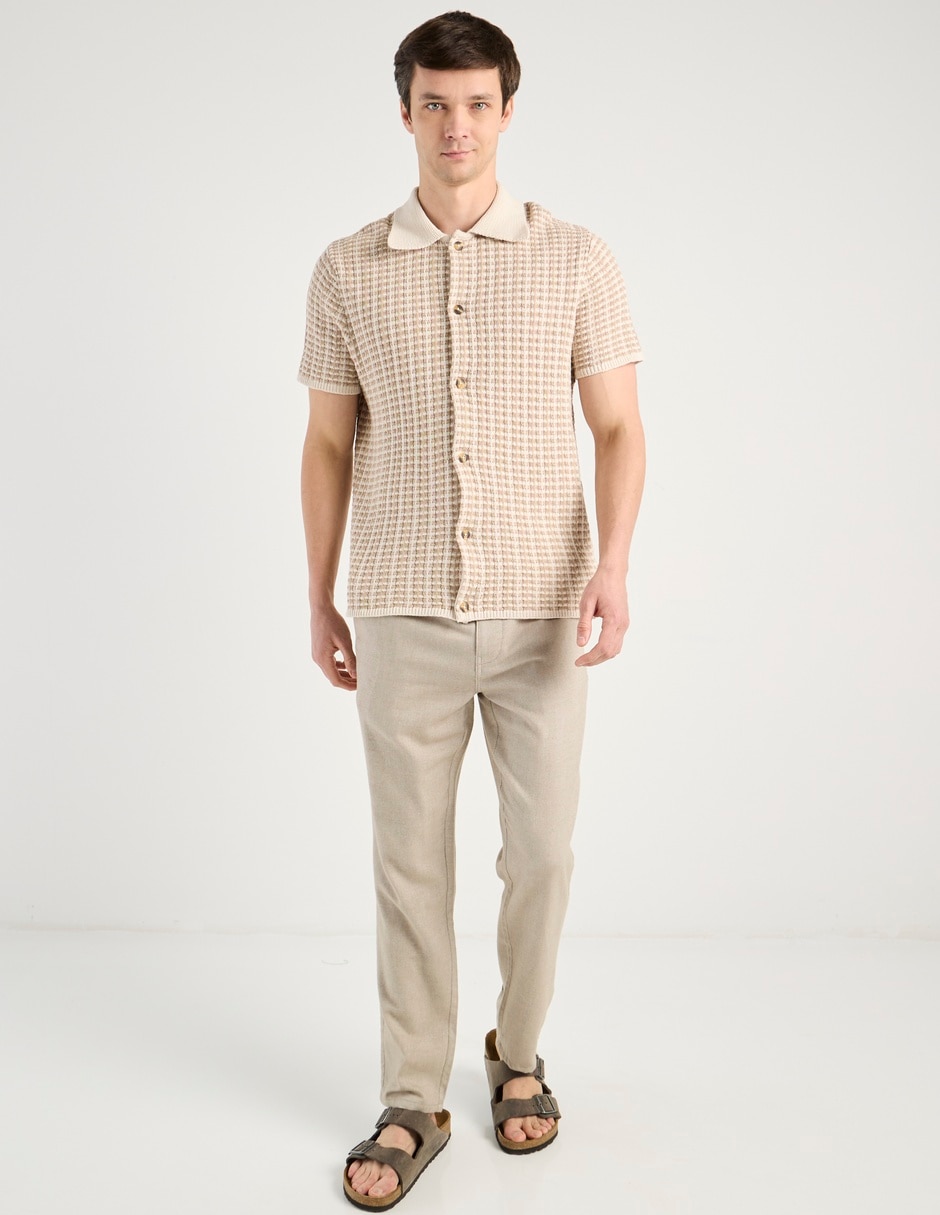 Camisa casual contempo de algodón manga corta para hombre