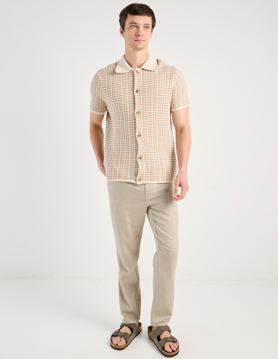 Camisa casual contempo de algodón manga corta para hombre