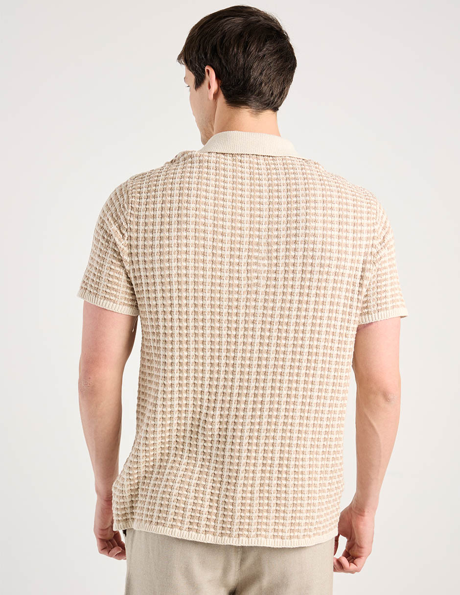 Camisa casual contempo de algodón manga corta para hombre