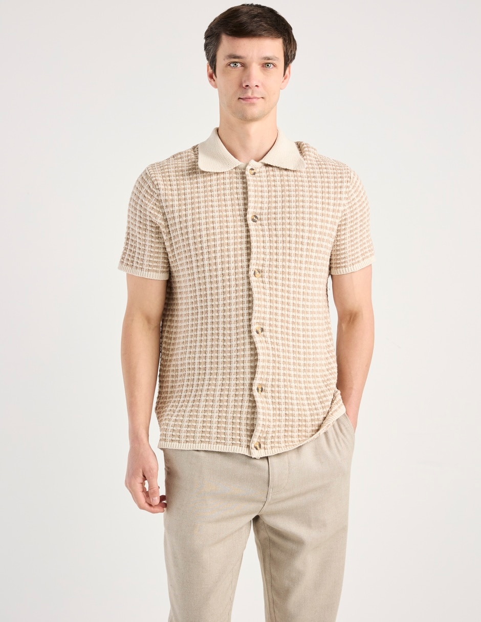 Camisa casual de algodón manga corta para hombre