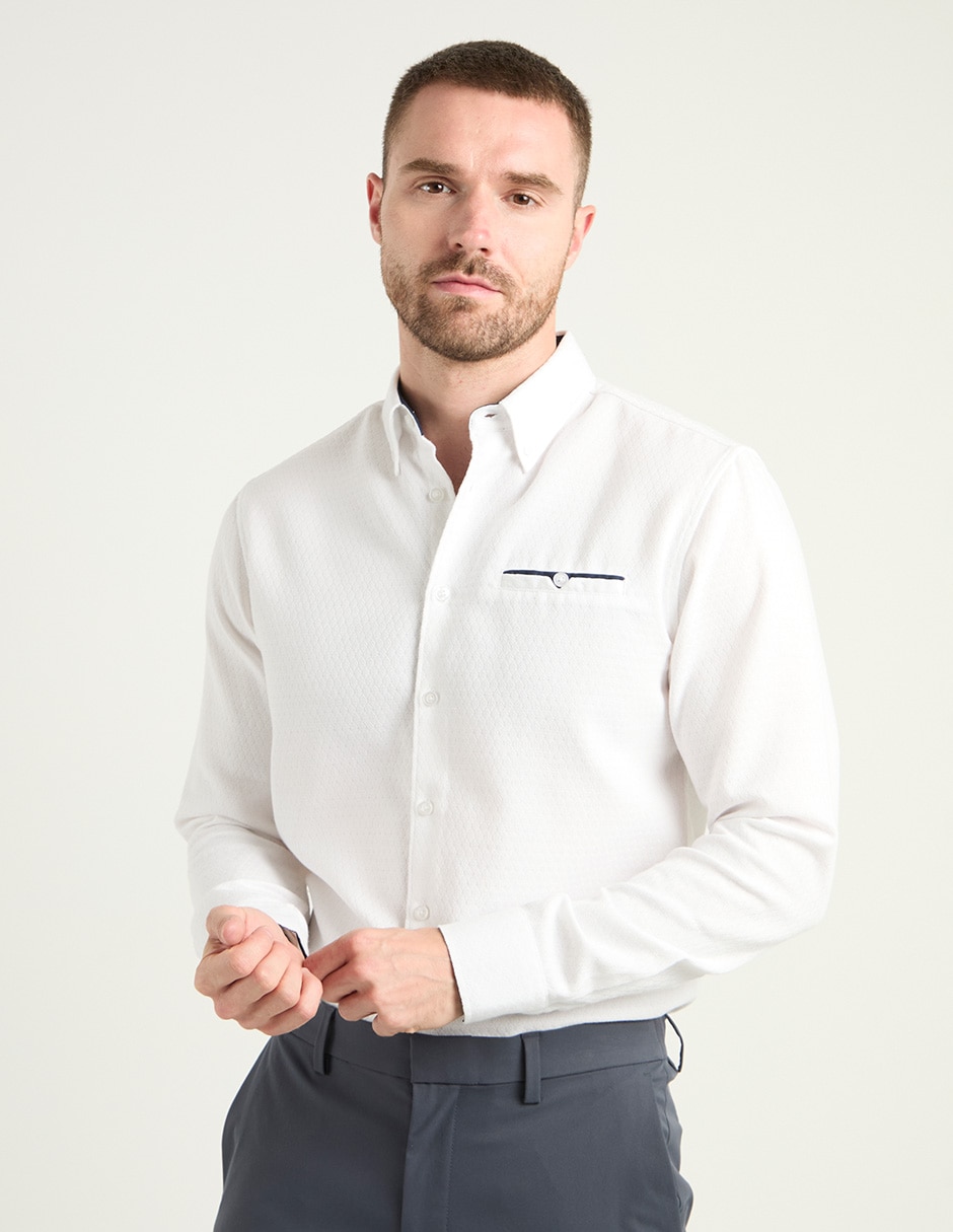 Camisa formal de algodón manga larga para hombre