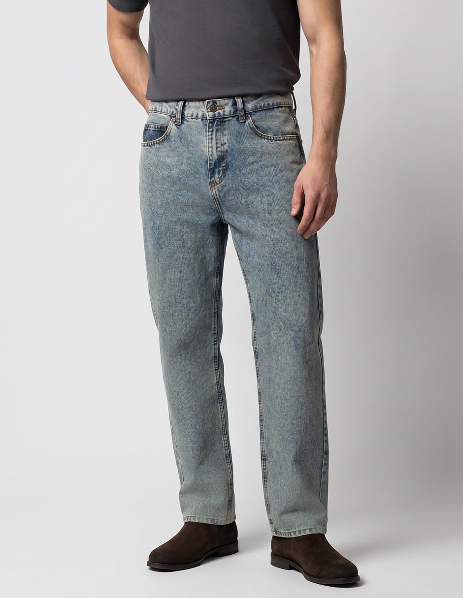 Jeans straight Contempo lavado acid wash para hombre