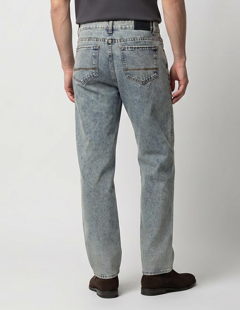 Jeans straight Contempo lavado acid wash para hombre