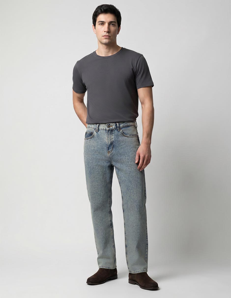 Jeans straight Contempo lavado acid wash para hombre