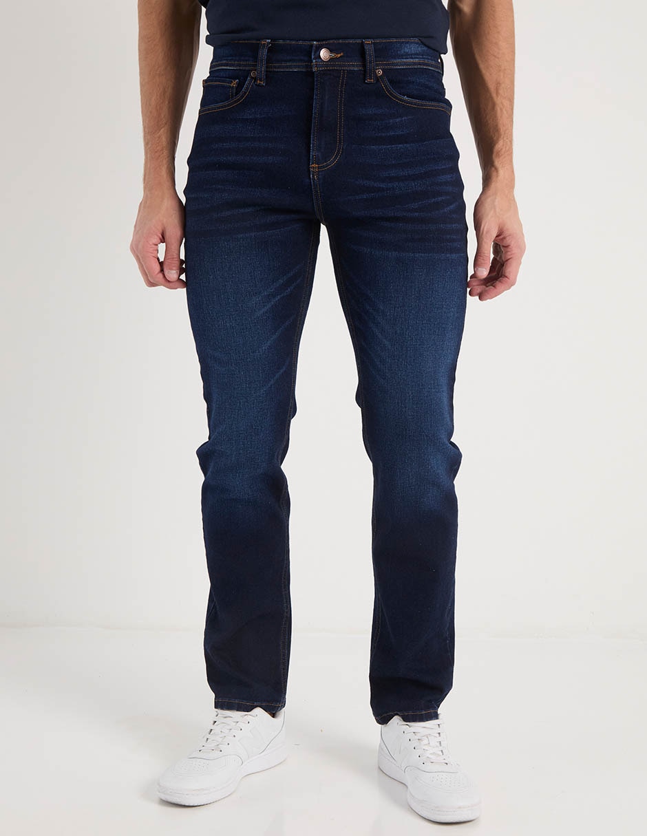 Jeans straight lavado whisker para hombre 1