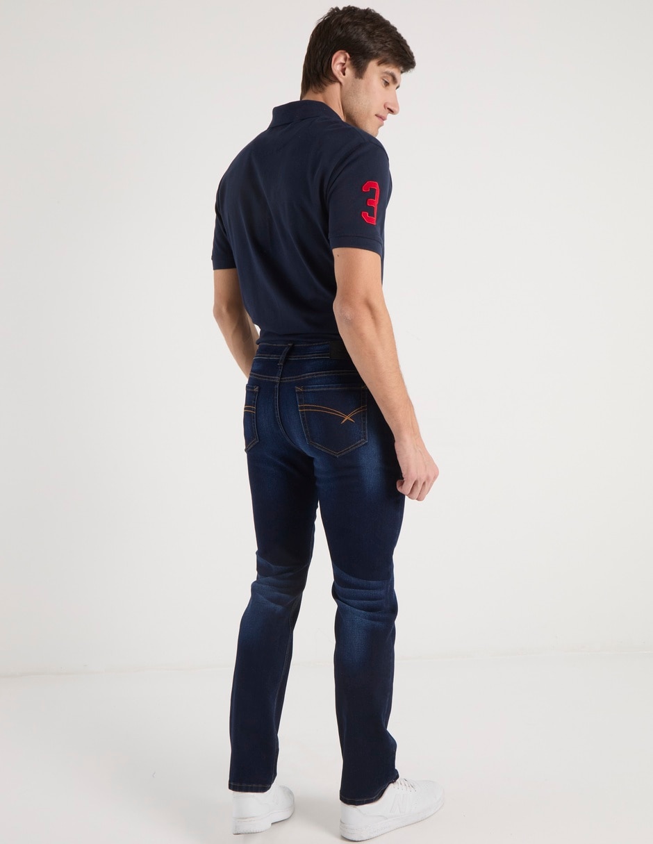 Jeans straight lavado whisker para hombre 11