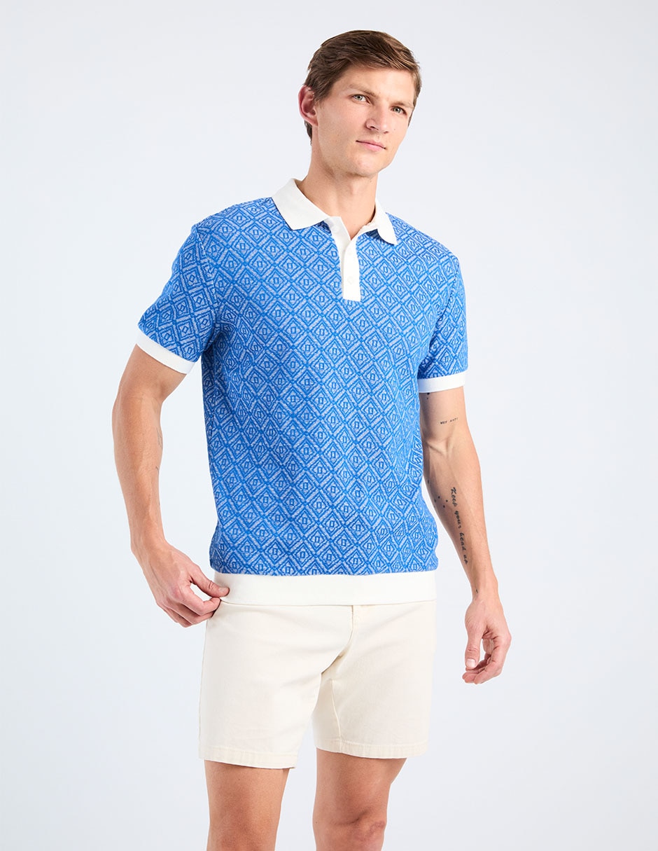 Playera tipo polo Contempo estampado para hombre