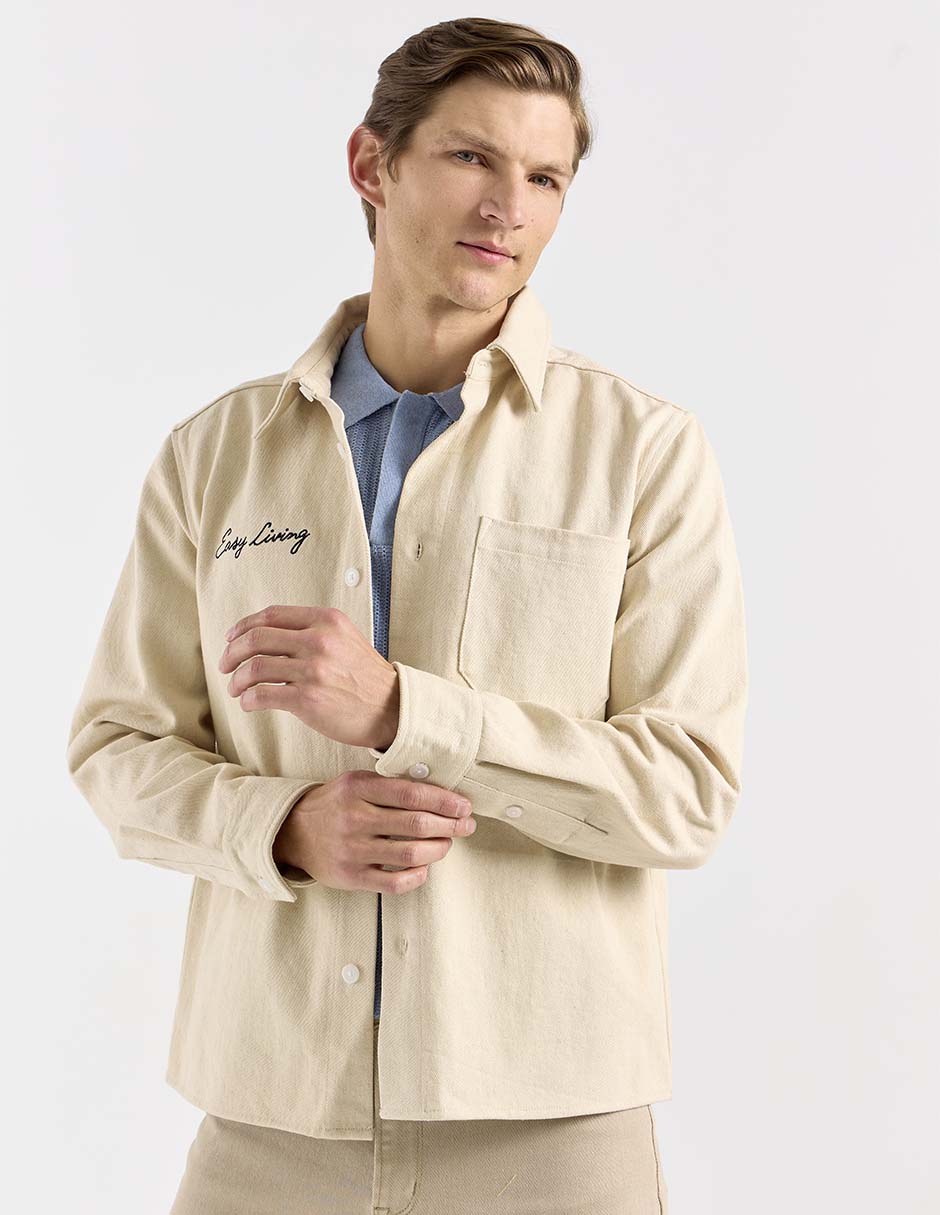 Sobrecamisa casual de mezclila manga larga para hombre Sobrecamisa casual de mezclila manga larga para hombre