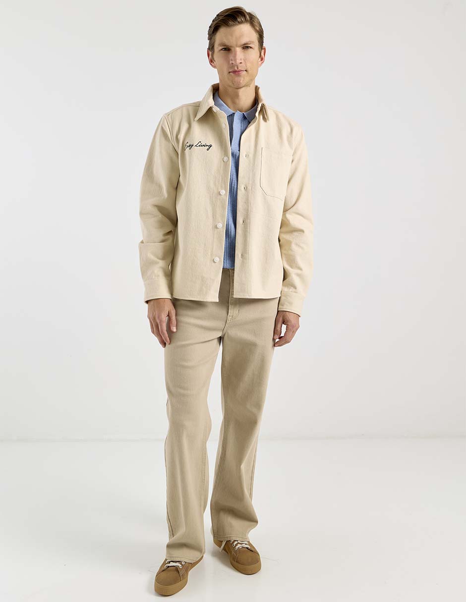 Sobrecamisa casual de mezclila manga larga para hombre 3