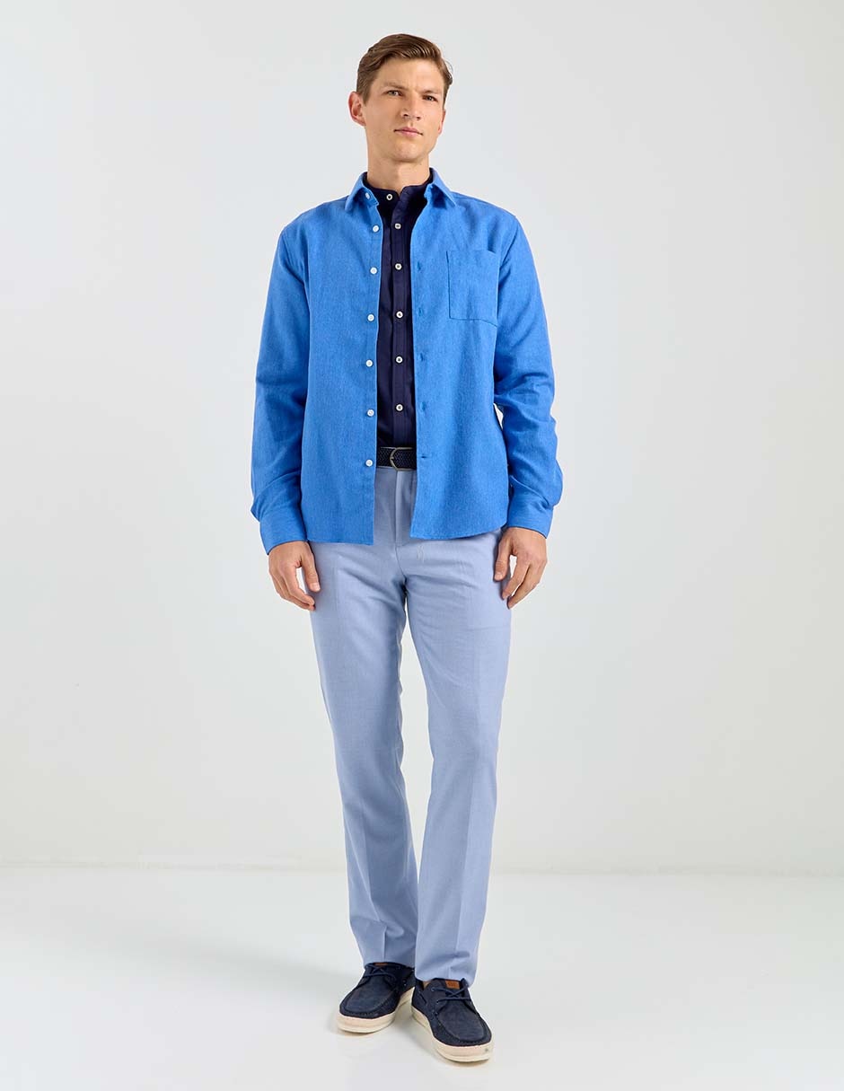 Camisa casual Contempo de algodón manga larga para hombre