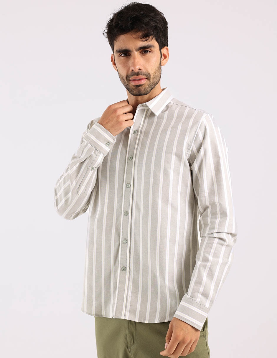 Camisa casual manga larga para hombre
