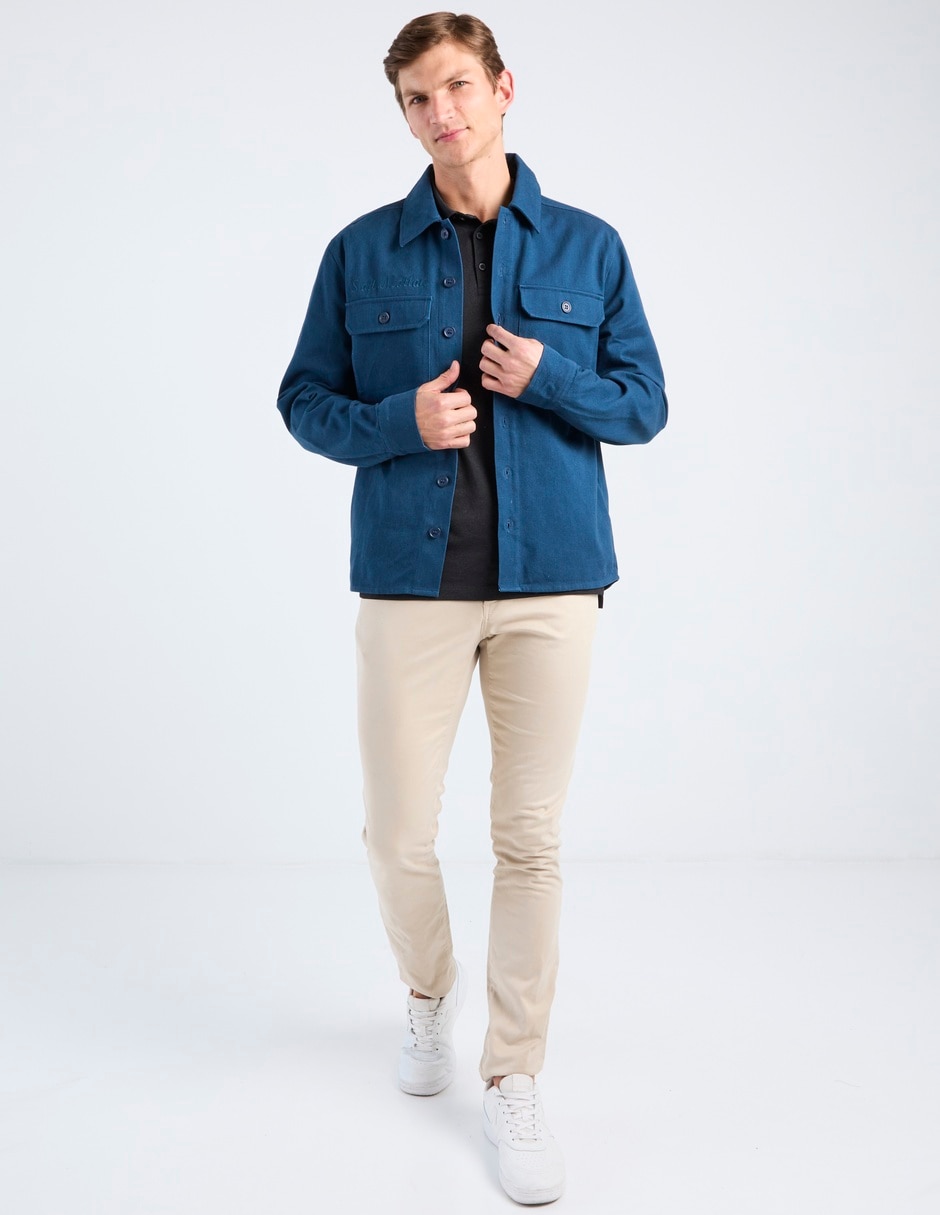 Sobrecamisa casual de algodón manga larga para hombre 3
