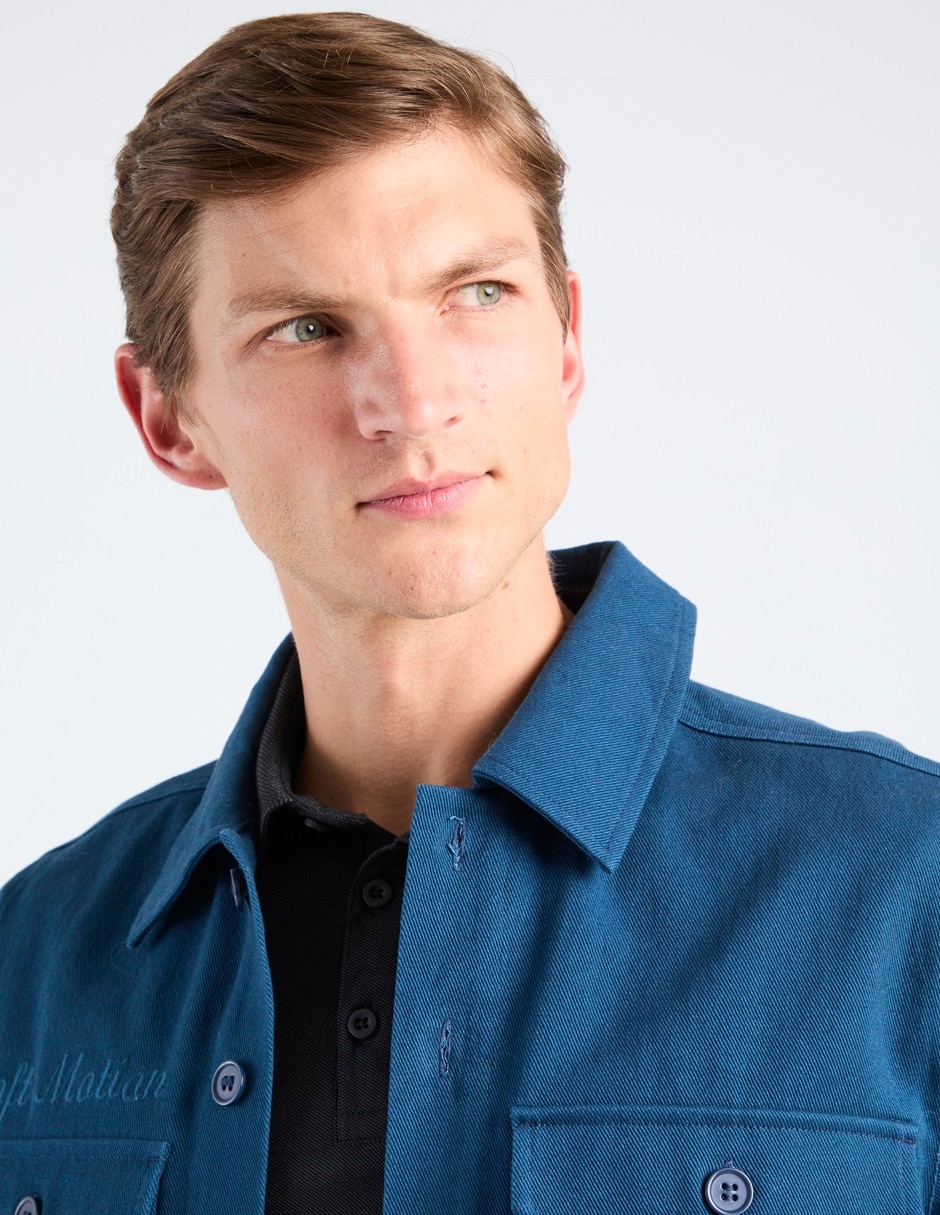Sobrecamisa casual de algodón manga larga para hombre 4