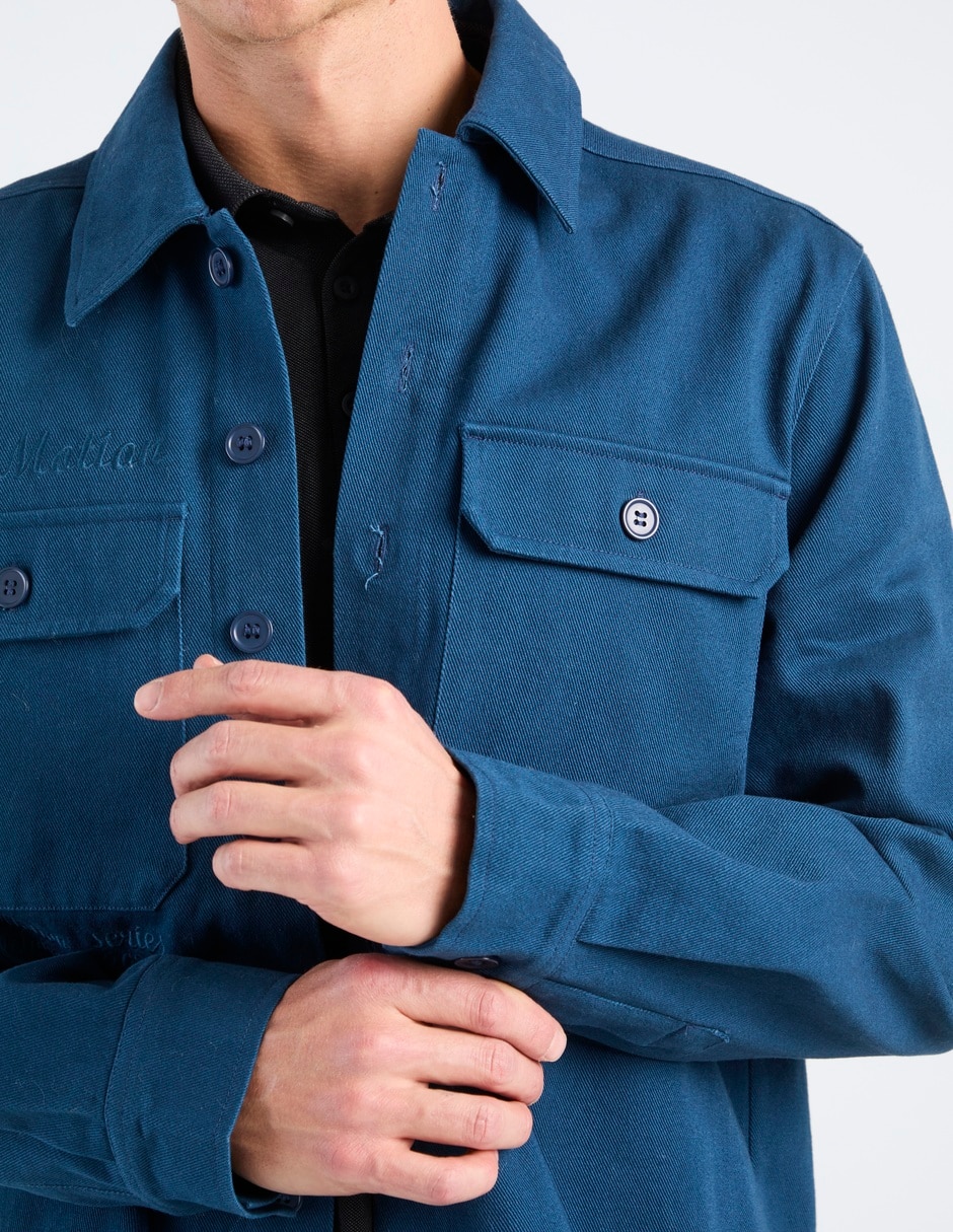 Sobrecamisa casual de algodón manga larga para hombre 5