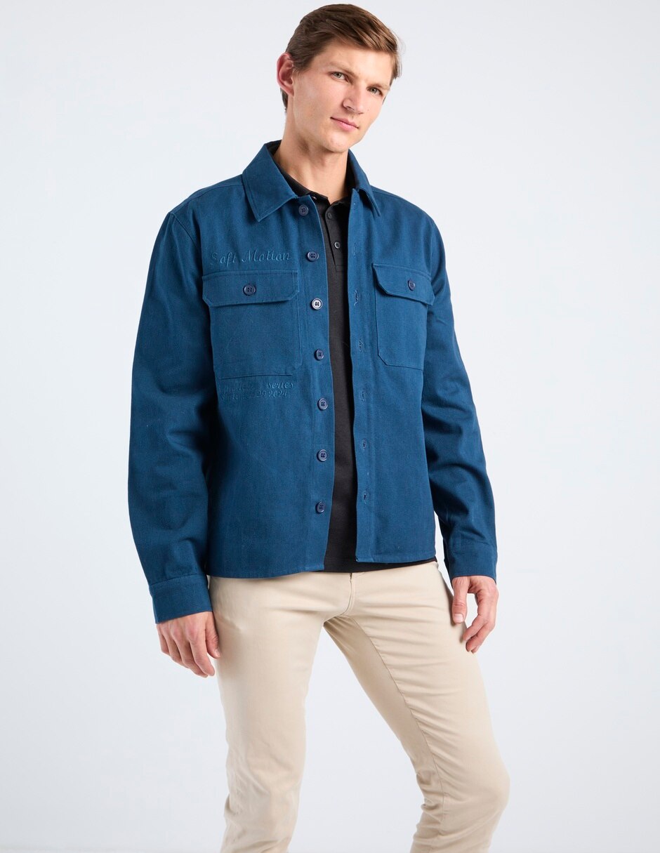 Sobrecamisa casual de algodón manga larga para hombre Sobrecamisa casual de algodón manga larga para hombre