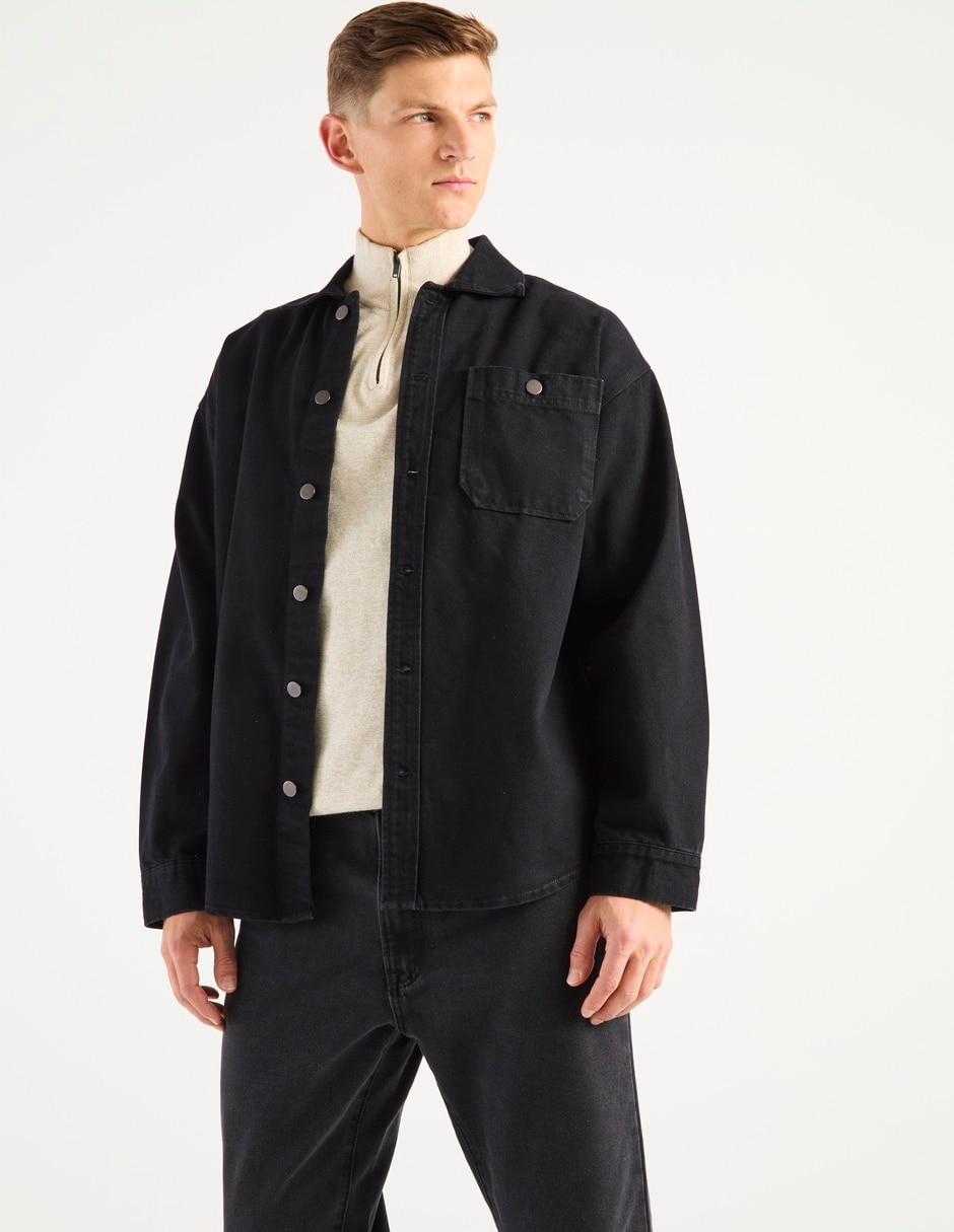 Chamarra denim de mezclilla con bolsillos para hombre