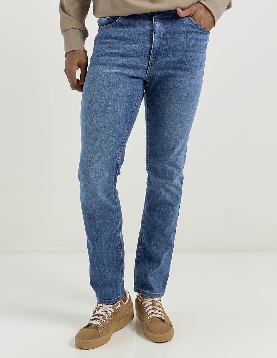 Jeans slim lavado medio para hombre 1
