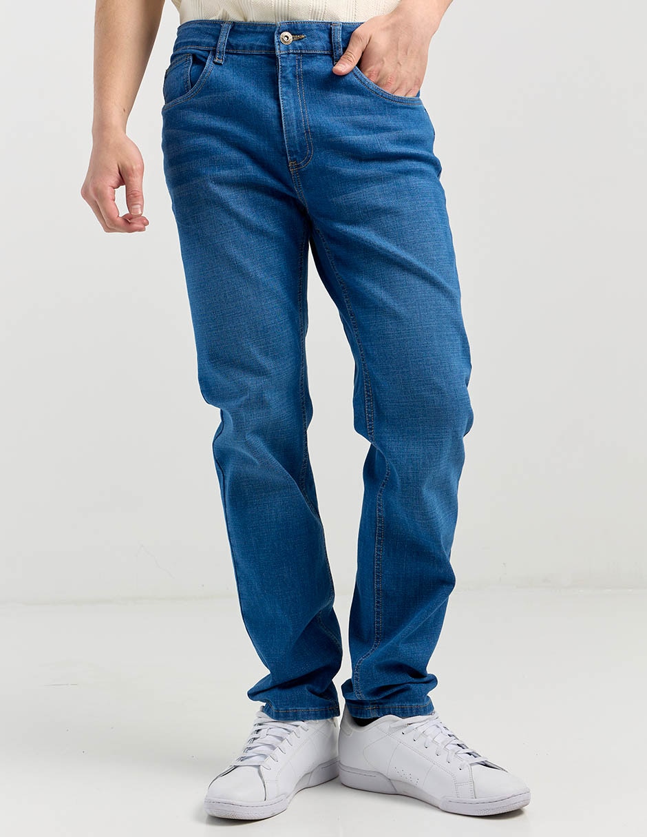 Jeans straight deslavado para hombre 1