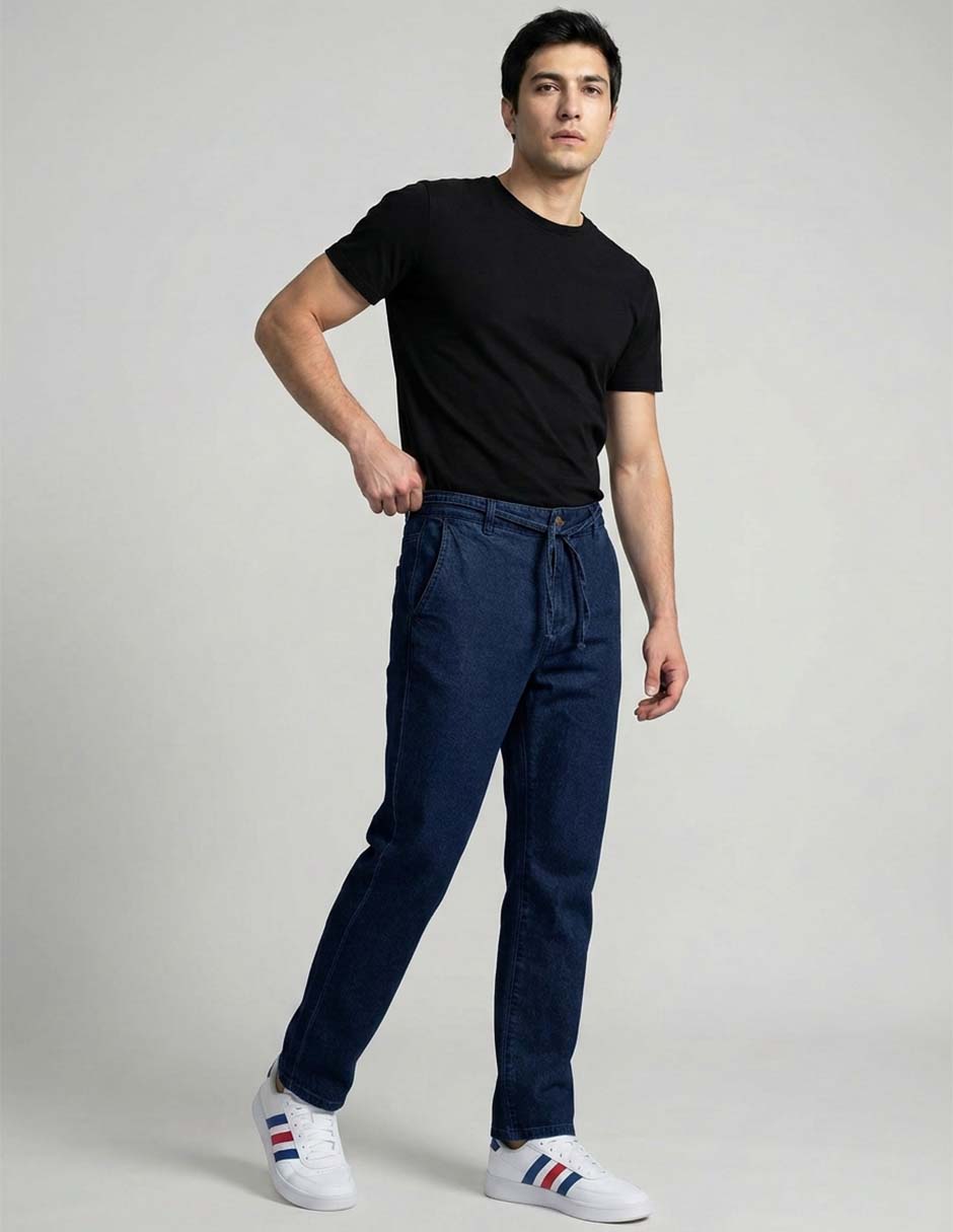 Jeans straight Contempo lavado obscuro para hombre
