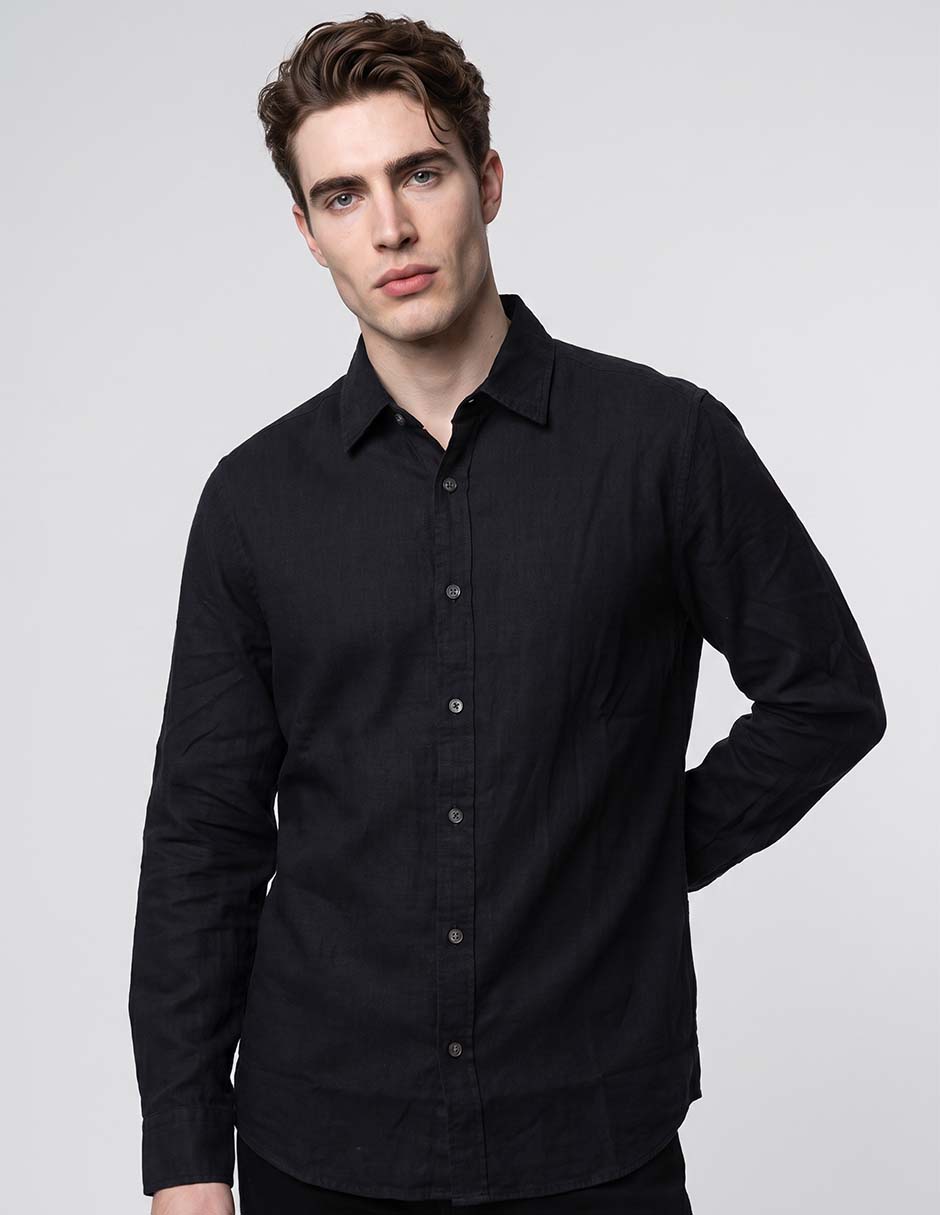 Camisa casual de algodón manga larga para hombre 1