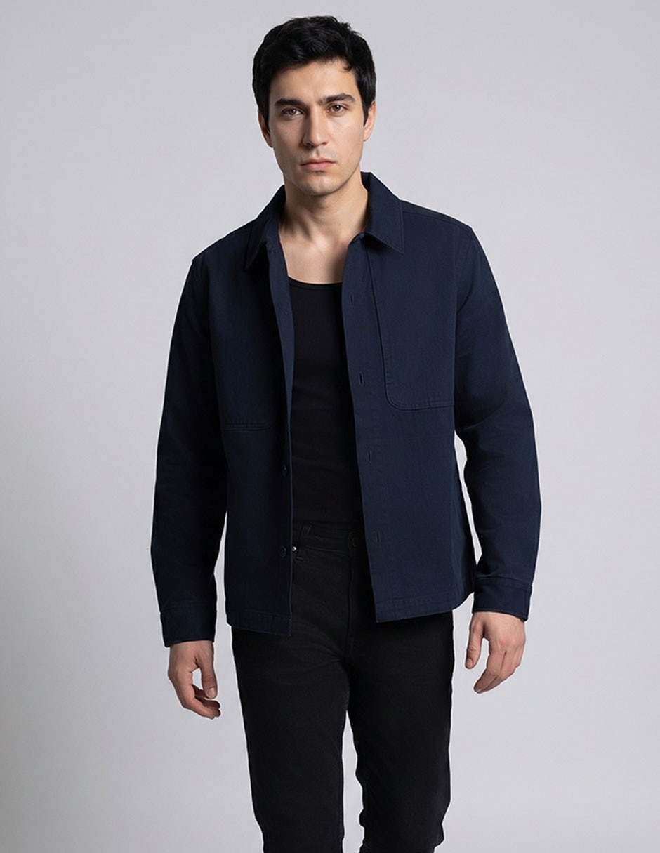 Sobrecamisa casual manga larga para hombre 1