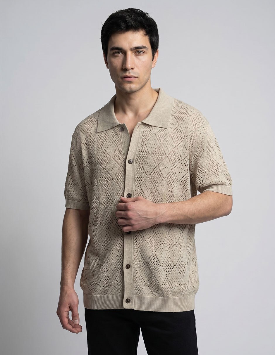 Camisa casual manga al codo para hombre