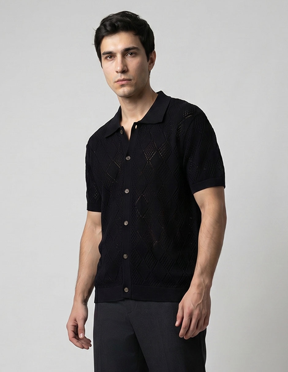Camisa casual manga al codo para hombre 1