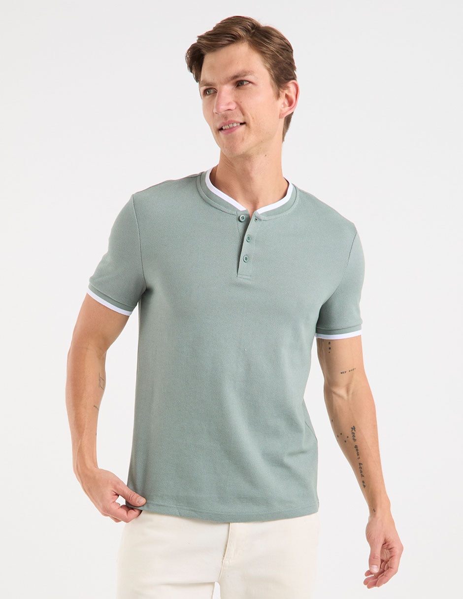 Playera cuello con botón para hombre 2